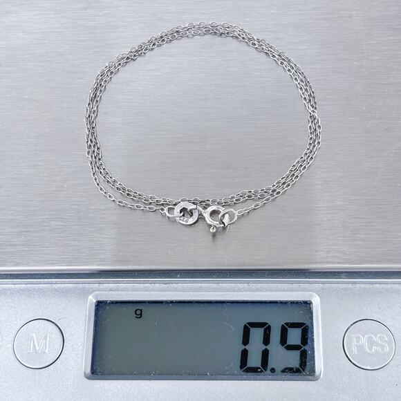 Estate Sterling Silver 925 0.8mm Cable Link Chain Necklace 16" - Picture 4 of 4